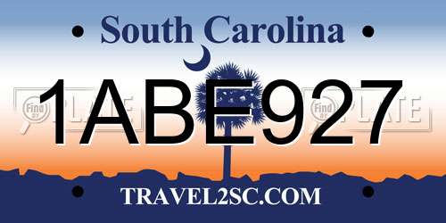 1ABE927 South Carolina License Plate