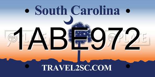 1ABE972 South Carolina License Plate