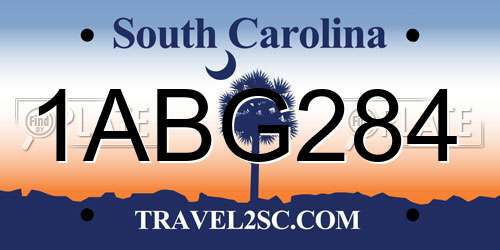 1ABG284 South Carolina License Plate