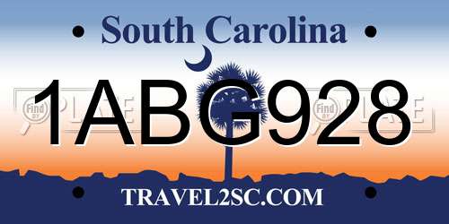 1ABG928 South Carolina License Plate