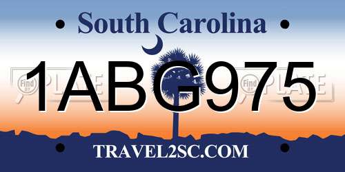 1ABG975 South Carolina License Plate