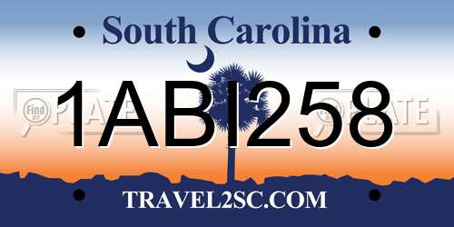 1ABI258 South Carolina License Plate