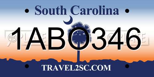 1ABO346 South Carolina License Plate