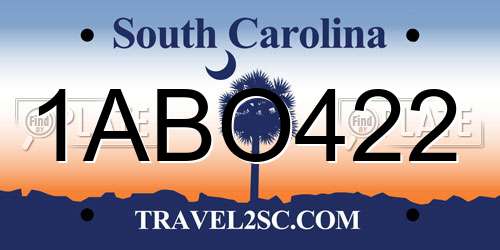 1ABO422 South Carolina License Plate