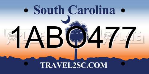 1ABO477 South Carolina License Plate
