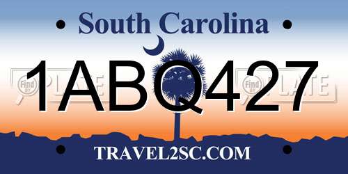 1ABQ427 South Carolina License Plate