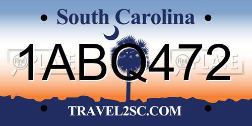 1ABQ472 South Carolina License Plate