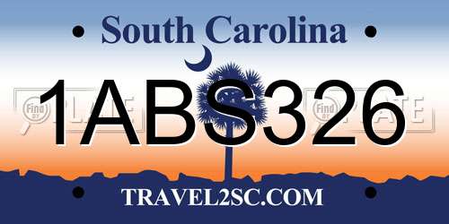 1ABS326 South Carolina License Plate