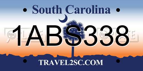 1ABS338 South Carolina License Plate