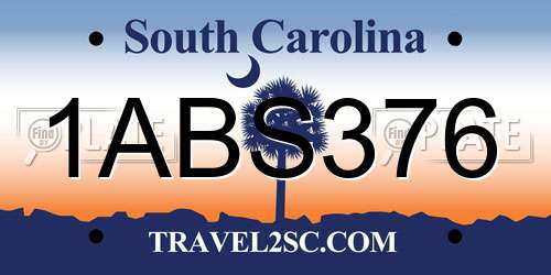 1ABS376 South Carolina License Plate