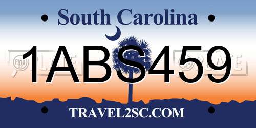 1ABS459 South Carolina License Plate