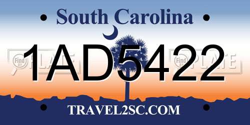 1AD5422 South Carolina License Plate