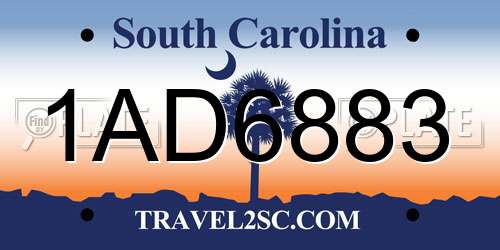 1AD6883 South Carolina License Plate