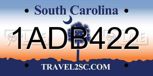 1ADB422 South Carolina License Plate
