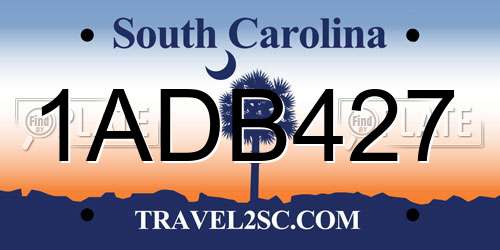 1ADB427 South Carolina License Plate