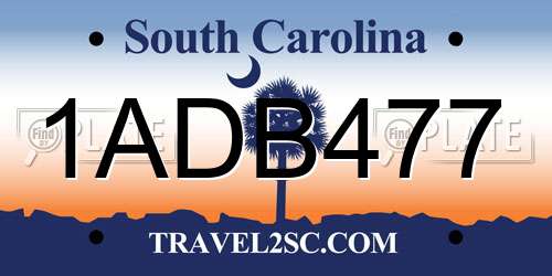 1ADB477 South Carolina License Plate