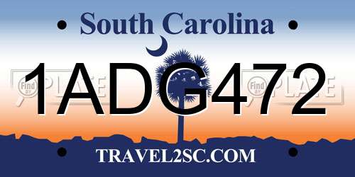 1ADG472 South Carolina License Plate