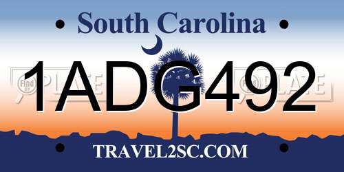 1ADG492 South Carolina License Plate