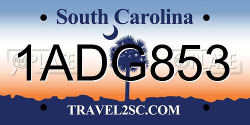1ADG853 South Carolina License Plate