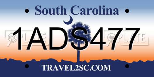 1ADS477 South Carolina License Plate