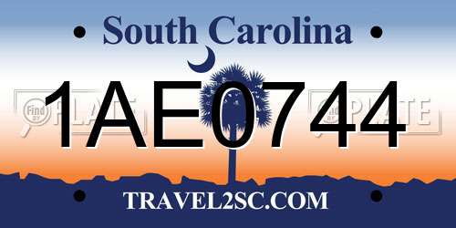 1AE0744 South Carolina License Plate