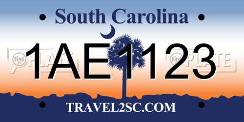 1AE1123 South Carolina License Plate