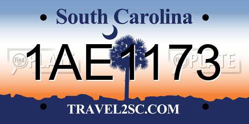 1AE1173 South Carolina License Plate