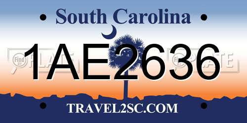 1AE2636 South Carolina License Plate