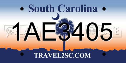 1AE3405 South Carolina License Plate
