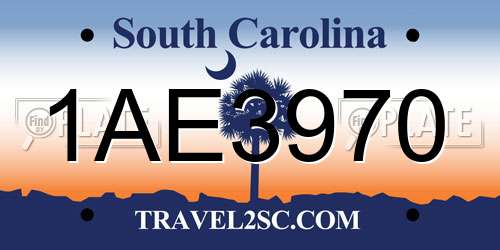 1AE3970 South Carolina License Plate