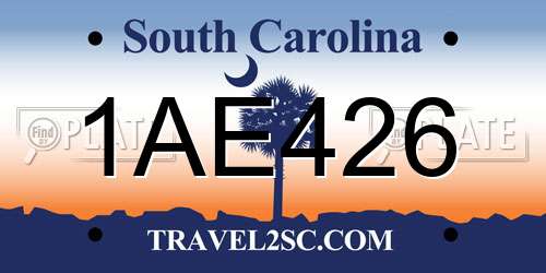 1AE426 South Carolina License Plate