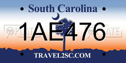 1AE476 South Carolina License Plate