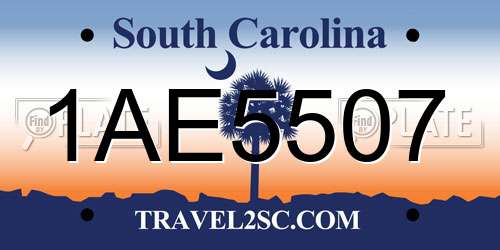 1AE5507 South Carolina License Plate