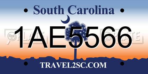 1AE5566 South Carolina License Plate