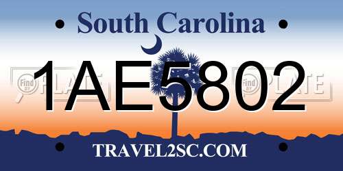 1AE5802 South Carolina License Plate