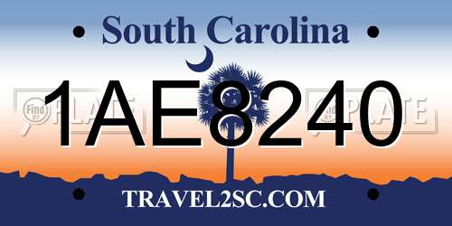 1AE8240 South Carolina License Plate