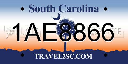 1AE8866 South Carolina License Plate