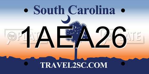 1AEA26 South Carolina License Plate