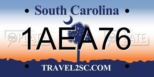 1AEA76 South Carolina License Plate