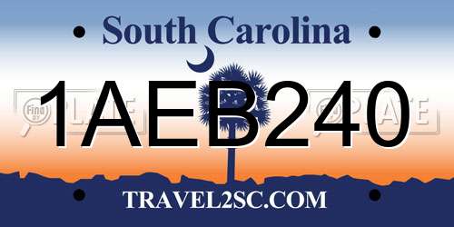 1AEB240 South Carolina License Plate