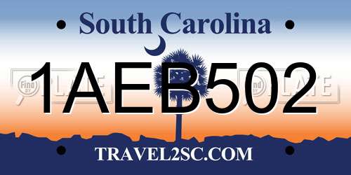 1AEB502 South Carolina License Plate