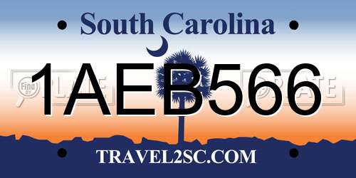 1AEB566 South Carolina License Plate