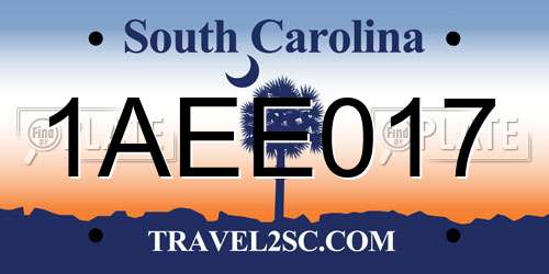 1AEE017 South Carolina License Plate