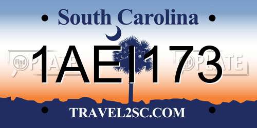 1AEI173 South Carolina License Plate