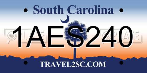 1AES240 South Carolina License Plate