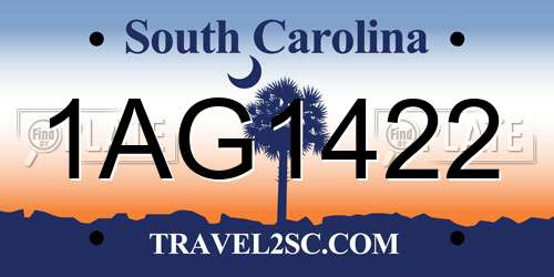 1AG1422 South Carolina License Plate