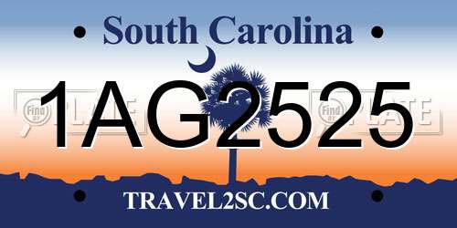 1AG2525 South Carolina License Plate