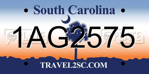 1AG2575 South Carolina License Plate