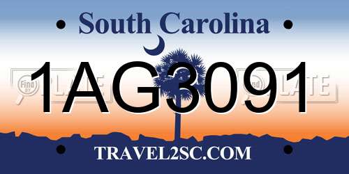 1AG3091 South Carolina License Plate