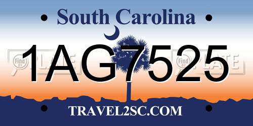1AG7525 South Carolina License Plate
